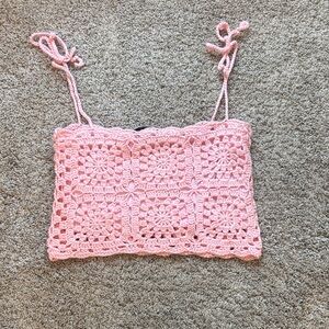 Pink Crochet Crop Top